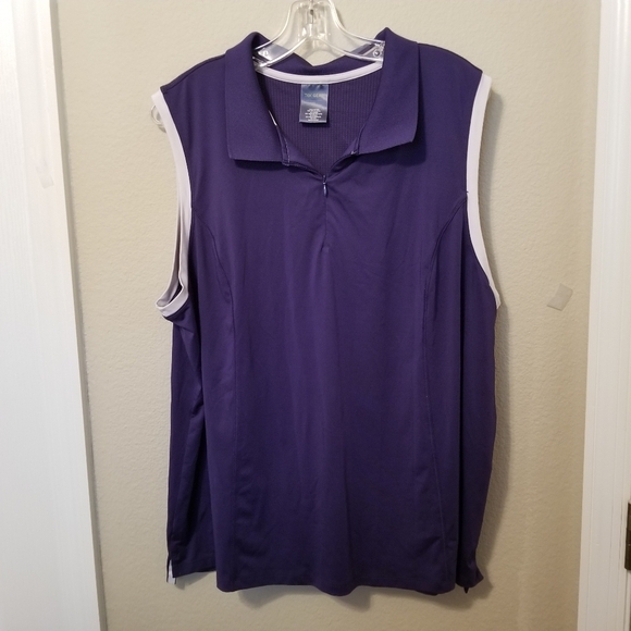 tek gear Tops - Tek Gear RN 73277 Women Purple Sleeveless Top White Trim Size 2X